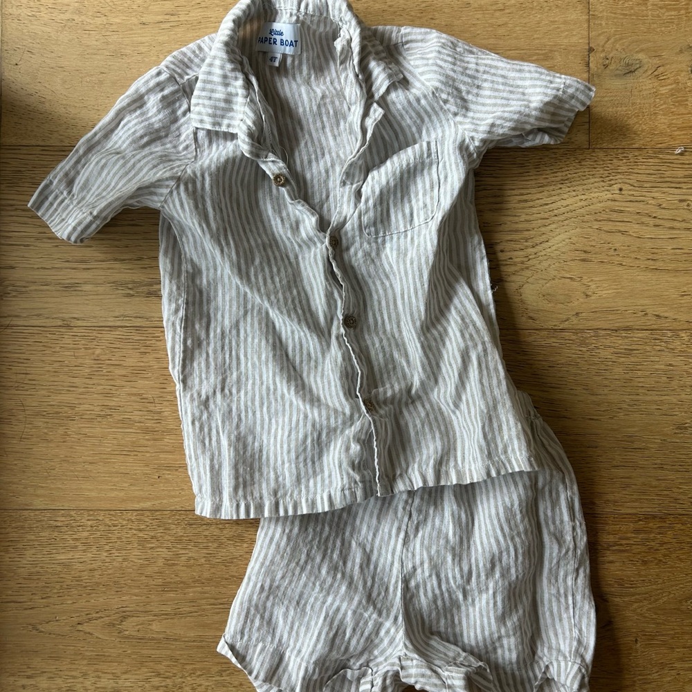 Little paper kids linen short set